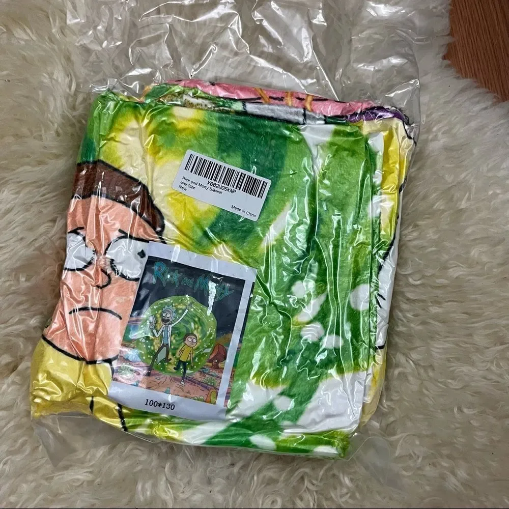 Rick & Morty Space Themed Throw Blanket 38x51 NWOT